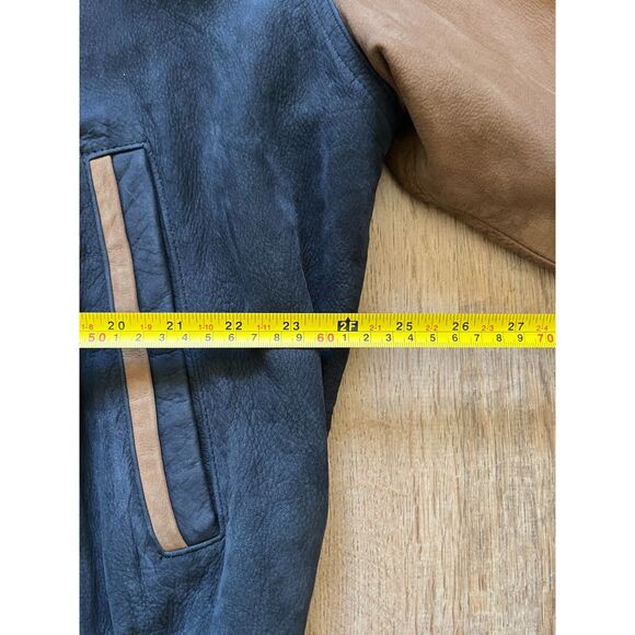 Members Only Blue Brown Leather Suede Full Zip Jacket Coat  Mens Size 2XL - Picture 10 of 11